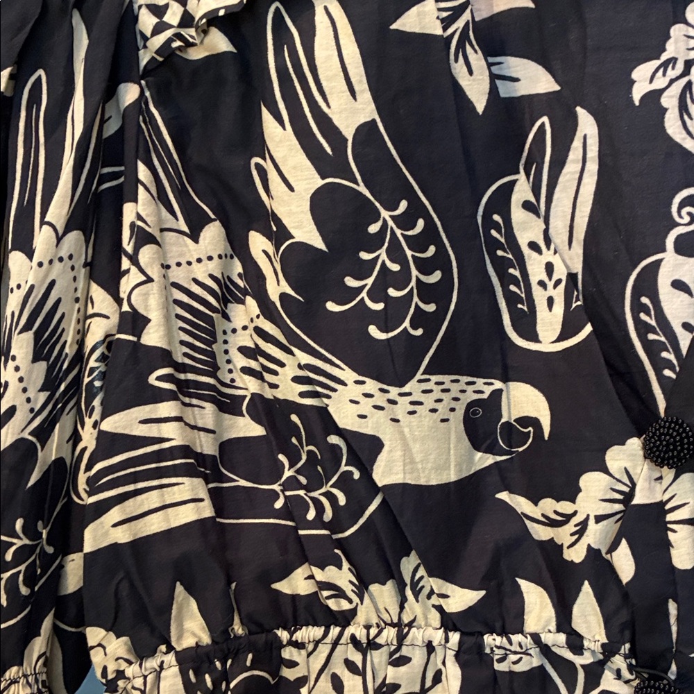 FARM Rio Black and Cream Bird Print Blouse - Picture 3 of 6